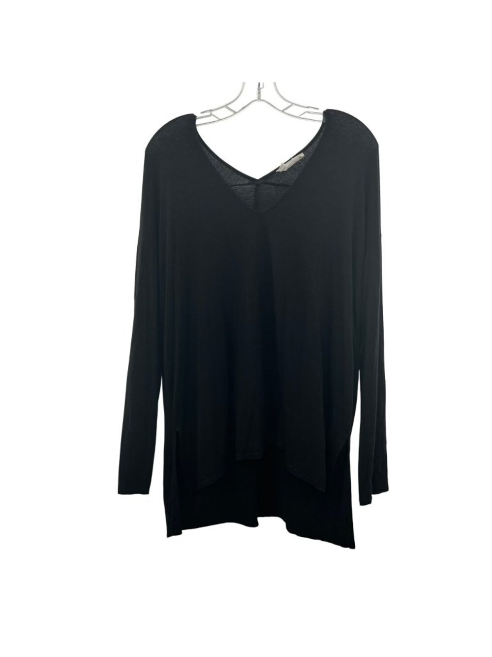 Double Zero Women's Hi Low Top Black Long Sleeve Size Medium